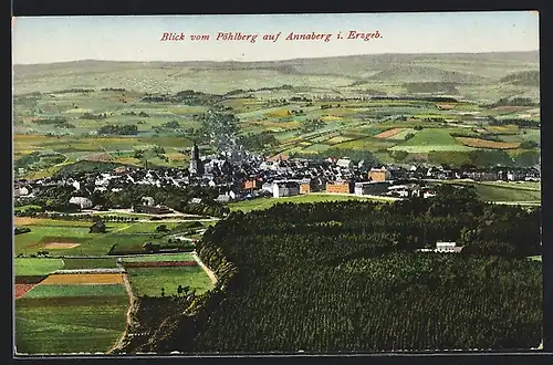 AK Annaberg i. Erzgeb., Blick vom Pöhlberg auf den Ort