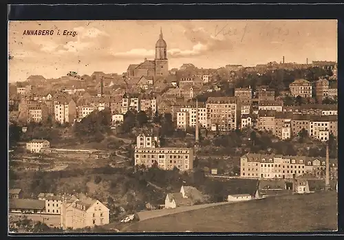 AK Annaberg i. Erzg., Teilansicht mit Kirche