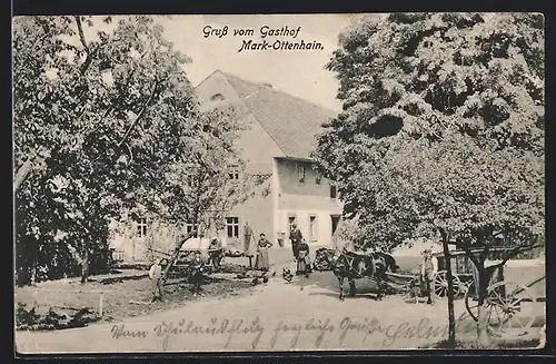 AK Mark-Ottenhain, Gasthof mit Pferdewagen