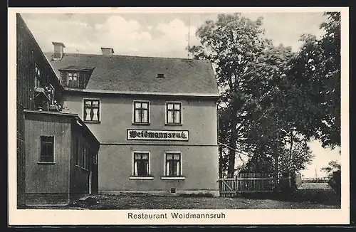 AK Markneukirchen, Oberer Berg, Restaurant Weidmannsruh F. Winkler, Gebäudeansicht