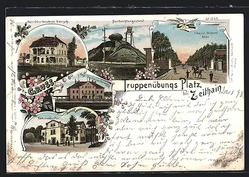 Lithographie Zeithain, Truppenübungsplatz, Alte Oberförsterei Gorisch