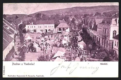 AK Vamberk, Námestí, Marktstände auf dem Stadtplatz