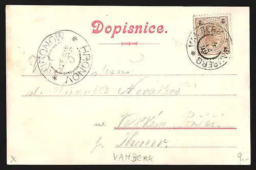 AK Vamberk, Námestí, Marktstände auf dem Stadtplatz