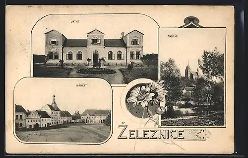 AK Zeleznice, Lazne, Namesti, Kostel