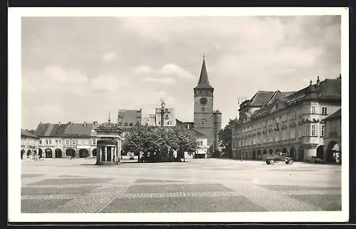 AK Jicín, Platz mit Turmblick