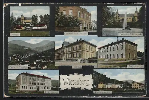 AK Wiesenberg, Flachsspinnerei, Bezirksgericht, Schloss