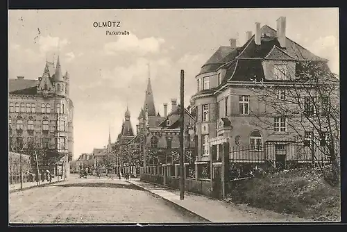 AK Olmütz, Parkstrasse mit Stadtvillen