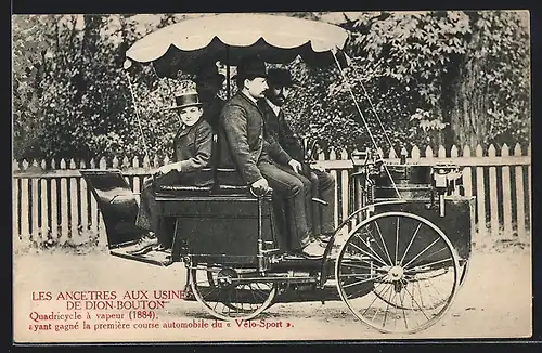 AK Auto De Dion Bouton (1884), Quadricycle à vapeur, ayant gagné la première course automobile du Vélo-Sport