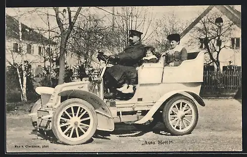 AK Auto De Dion Bouton (1903), Junge Mutter und Kind werden chauffiert
