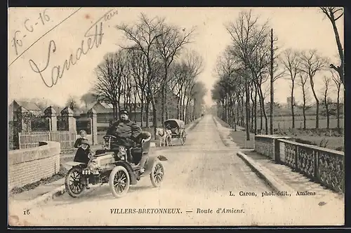 AK Auto De Dion Bouton (1903 /04), Villers-Bretonneux, Route d`Amiens