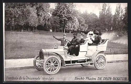 AK Auto De Dion Bouton (1906), Double Phaeton, Elegantes Paar wird chauffiert