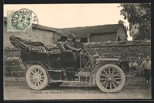 AK Auto De Dietrich (1904 /05), Gabriel mit Beifahrer im Wagen