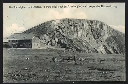 AK Karl Ludwighaus auf der Raxalpe, Blick gegen Bismarcksteig