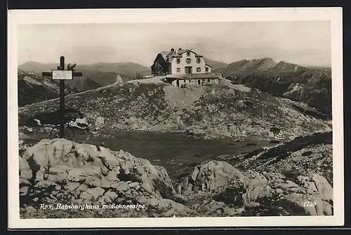 AK Habsburghaus, Berghütte an der Rax mit Schneealpe