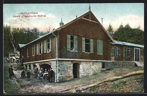 AK Anningerhaus, Motiv mit Besuchern, Verein der Naturfreunde Mödling