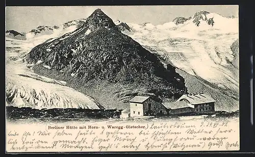 AK Berliner Hütte, Berghütte mit Horn- und Waregg-Gletscher