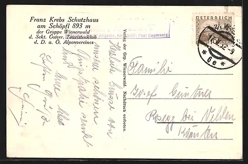 AK Franz Krebs-Schutzhaus am Schöpfl, Gruppe Wienerwald