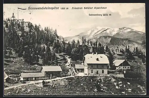 AK Schottwien, Friedrich Schülers Alpen-Gasthaus auf der Sonnwendsteinspitze