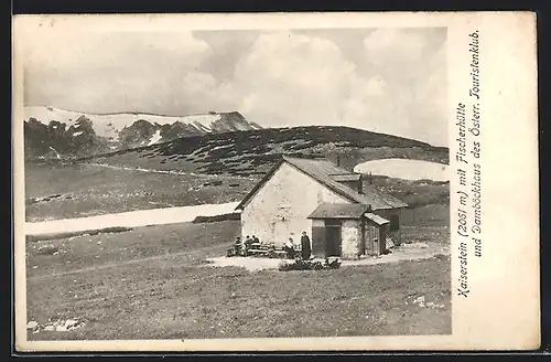 AK Fischerhütte, Berghütte mit Kaiserstein und Damböckhaus des Österreichischen Touristenklub
