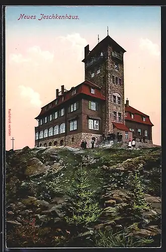AK Reichenberg / Liberec, Neues Jeschkenhaus auf der Jeschkenkoppe