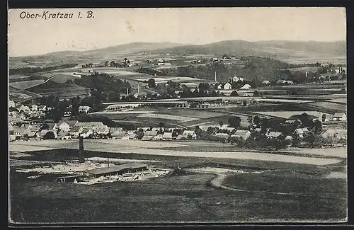 AK Kratzau i. B., Ortsansicht mit Blick ins Land