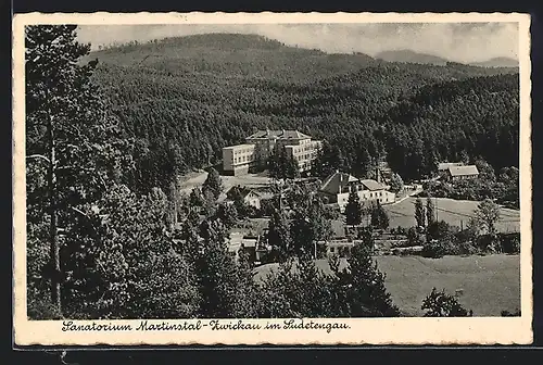 AK Zwickau im Sudetengau, Sanatorium Martinstal aus der Vogelschau