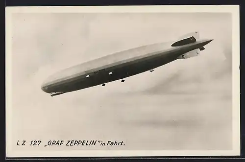 AK Luftschiff LZ 127 Graf Zeppelin in Fahrt