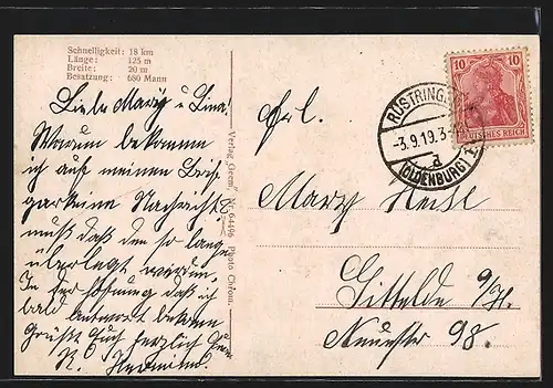 AK Kriegsschiff S.M.S. Wettin in voller Fahrt