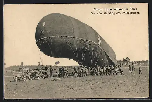 AK Vor dem Aufstieg des Fesselballons