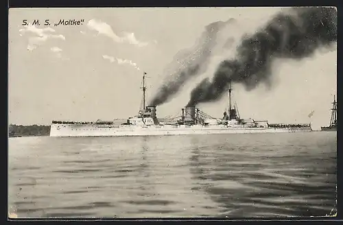 AK Kriegsschiff S.M.S. Moltke unter Volldampf