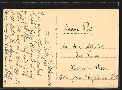 AK Kriegsschiff SMS Augsburg unter Volldampf