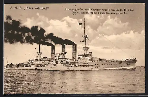 AK Grosser geschützter Kreuzer S. M. S. Prinz Adalbert