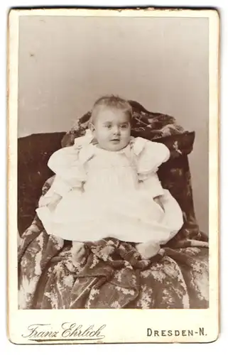 Fotografie Franz Ehrlich, Dresden-N., Königsbrücker-Str. 105, Süsses Kleinkind im weissen Kleid