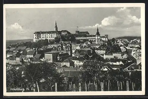 AK Nikolsburg, Ortsansicht mit Schloss