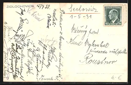 AK Zidlochovice, Totalansicht vom Berg aus