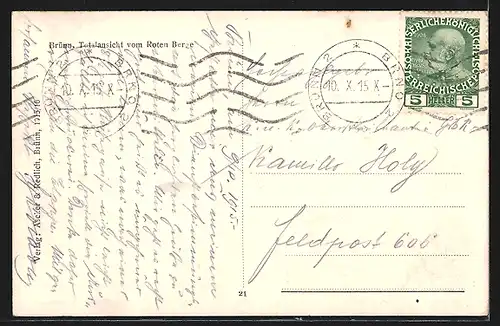 AK Brünn, Totalansicht vom Roten Berg