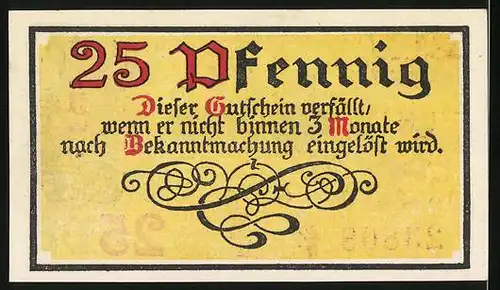 Notgeld Hildburghausen, 25 Pfennig, Wappen, Blick auf die Burg