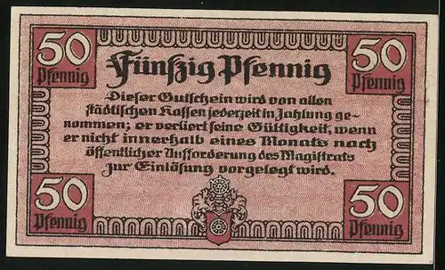 Notgeld Erfurt 1918, 50 Pfennig, Laternenfest, Reiter auf Pferd