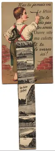 Leporello-AK Bonn, Rheinansichten, Düsseldorfer Radschläger, Capellen und Stolzenfels