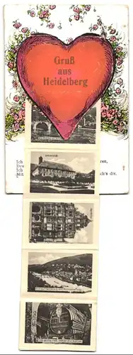 Leporello-AK Heidelberg, Ansichten hinterm Herz, Universität, Der Ritter, Blick vom Philosophenweg