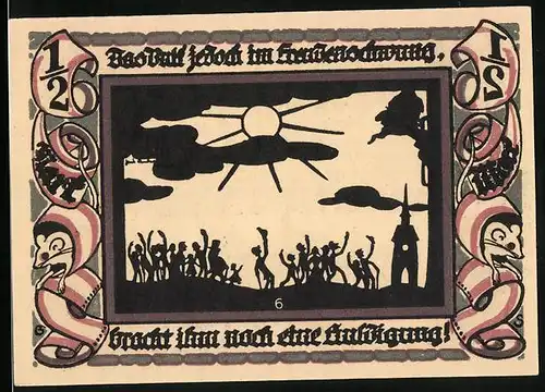 Notgeld Glauchau 1921, 1 /2 Mark, Dorfschaft huldigen Hebel