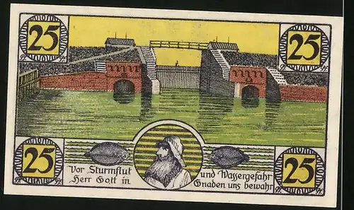 Notgeld Hoyer 1920, 25 Pfennig, Wappen, Wasserhochstand