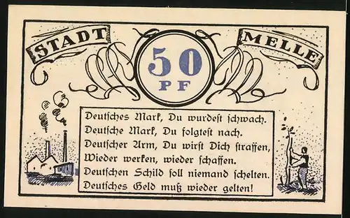 Notgeld Melle 1921, 50 Pfennig, Des Teufels Erfindung