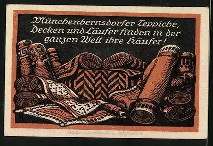 Notgeld Münchenbernsdorf, 50 Pfennig, Teppiche, Decken, Läufer, der Mönch