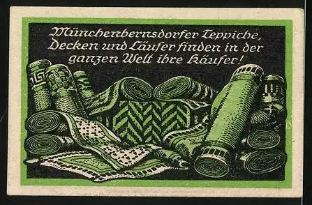 Notgeld Münchenbernsdorf, 10 Pfennig, der Mönch, Teppiche, Decken, Läufer