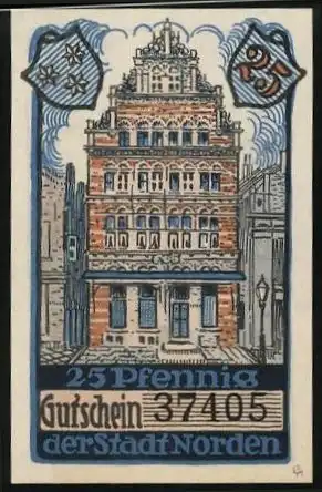 Notgeld Norden 1920, Wappen und Rathaus