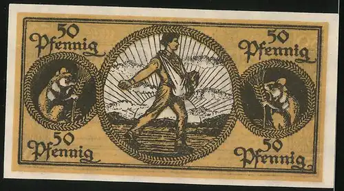 Notgeld Erbach i. Odw. 1918, 50 Pfennig, Bauer bei der Aussaat