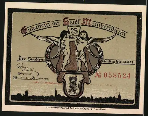 Notgeld Mainbernheim 1920, 25 Pfennig, Bekanntmachung zu den Brot-Marken