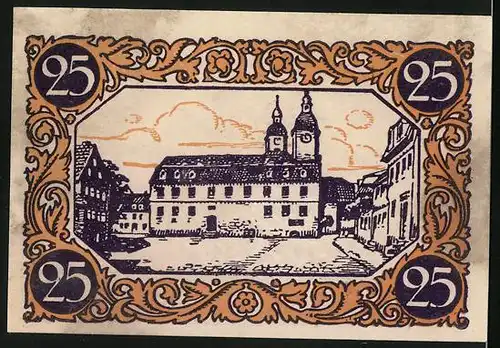 Notgeld Kindelbrück 1920, 25 Pfennig, Kinder auf einer Brücke, Rathaus