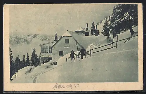 AK Baumgartnerhaus am Schneeberg im Schnee